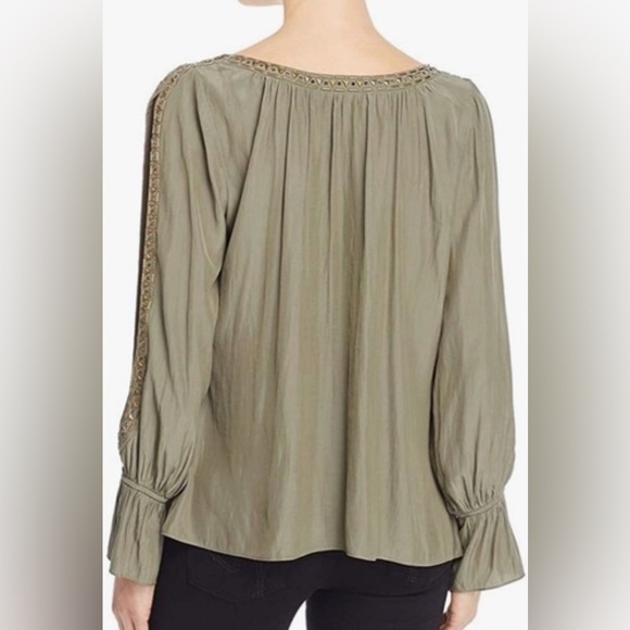 Ramy Brook Olive Green Clara Embellished Slit Sleeve Top Size Small - Picture 2 of 16